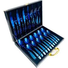 CUBIERTOS X 24 PIEZAS AZULES