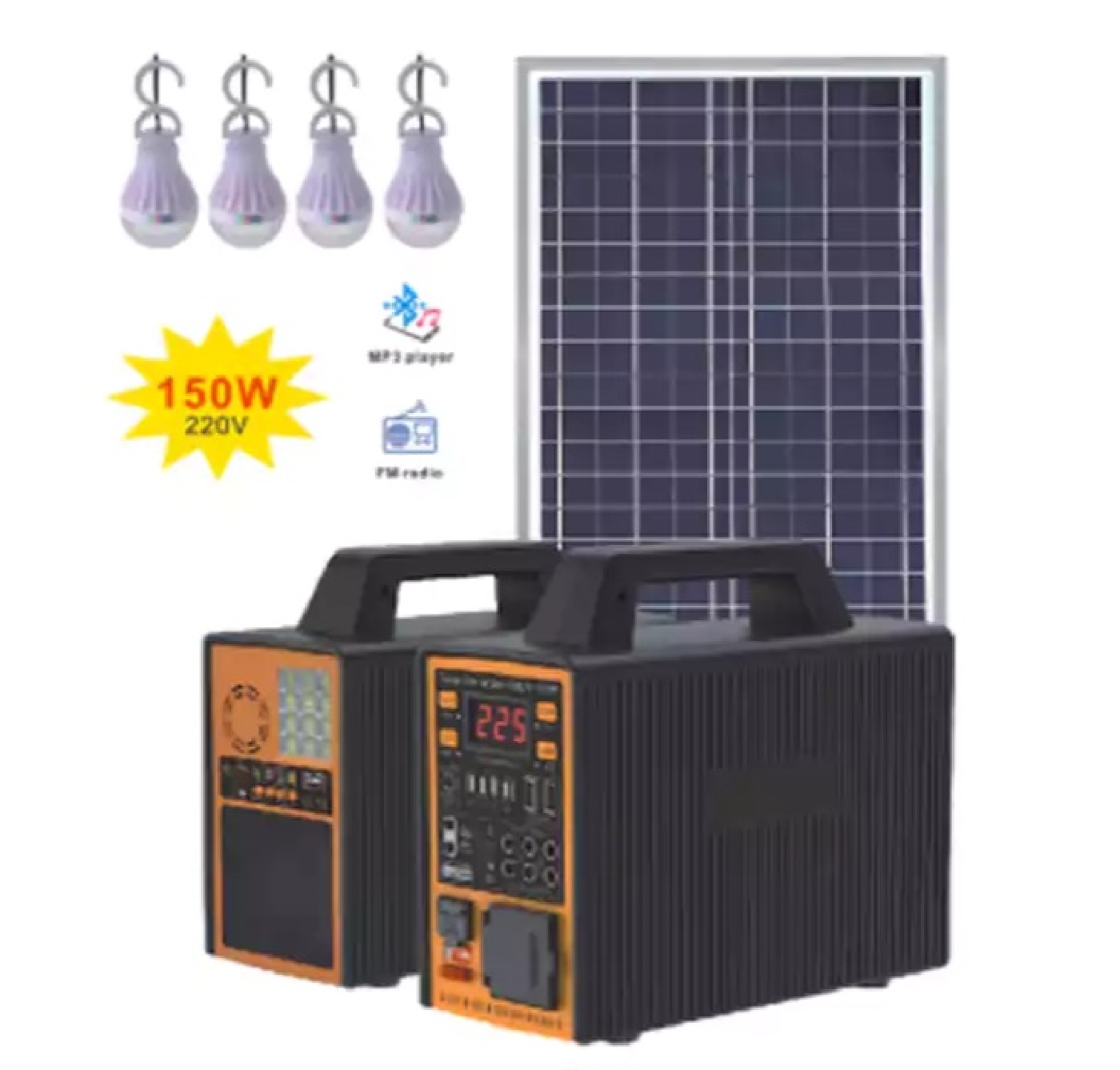 GENERADOR ELÉCTRICO SOLAR + PANEL 150 watts