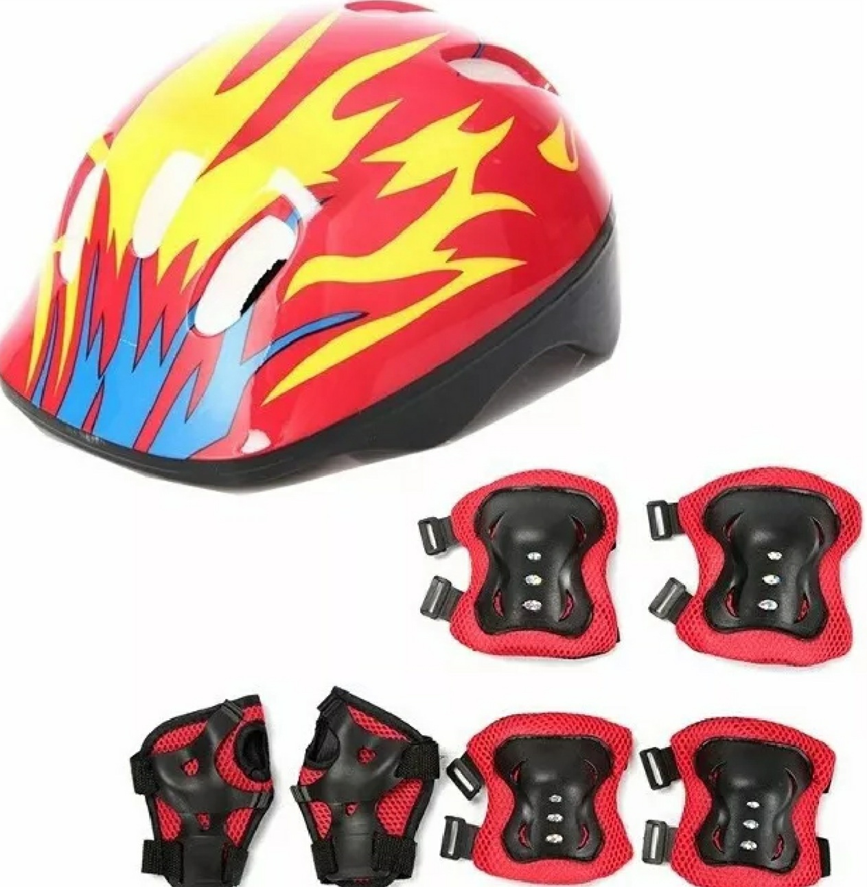 KIT PROTECCIÓN NIÑOS CASCO, RODILLERAS, GUANTES, CODERAS